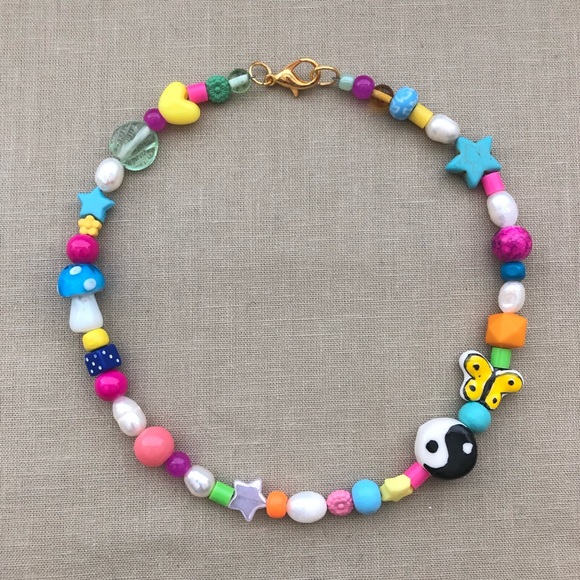 Mismatched Fun Colorful Pearl Charms Choker Necklaces - Picture 1 of 4